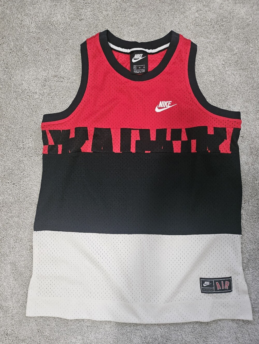 NIKE Air Boys Mesh Perforated Logo Basketball Tank Shirt